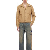 Giacca-camicia con logo in beige 