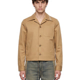 Giacca-camicia con logo in beige 