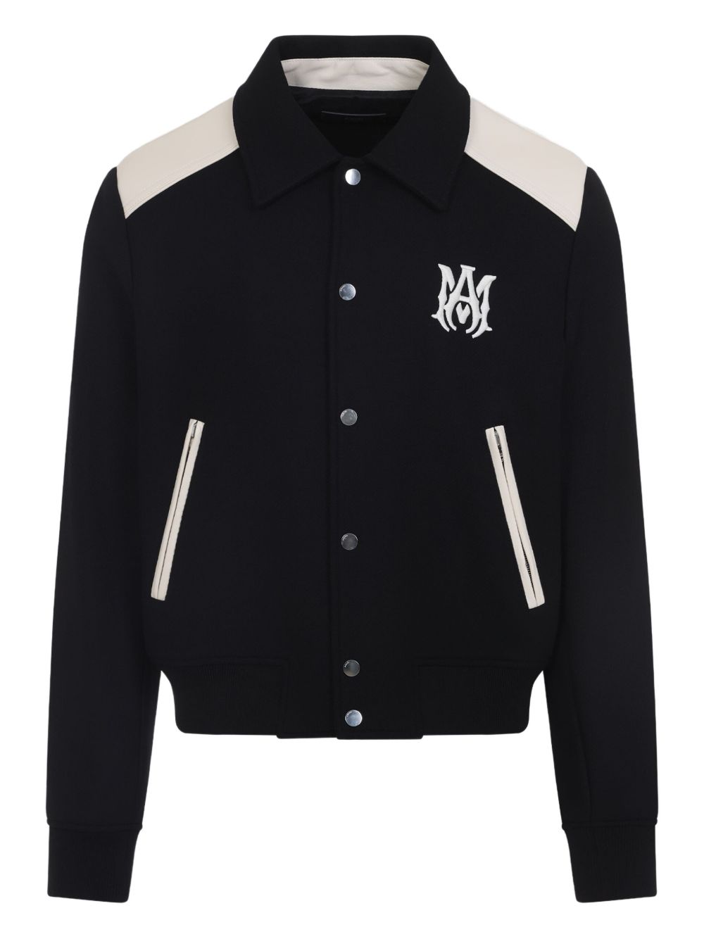 Giacca Varsity con ricamo in nero 