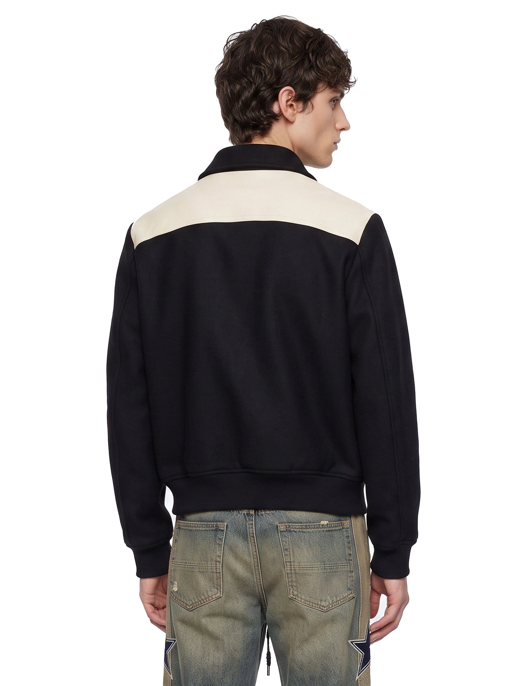 Giacca Varsity con ricamo in nero 