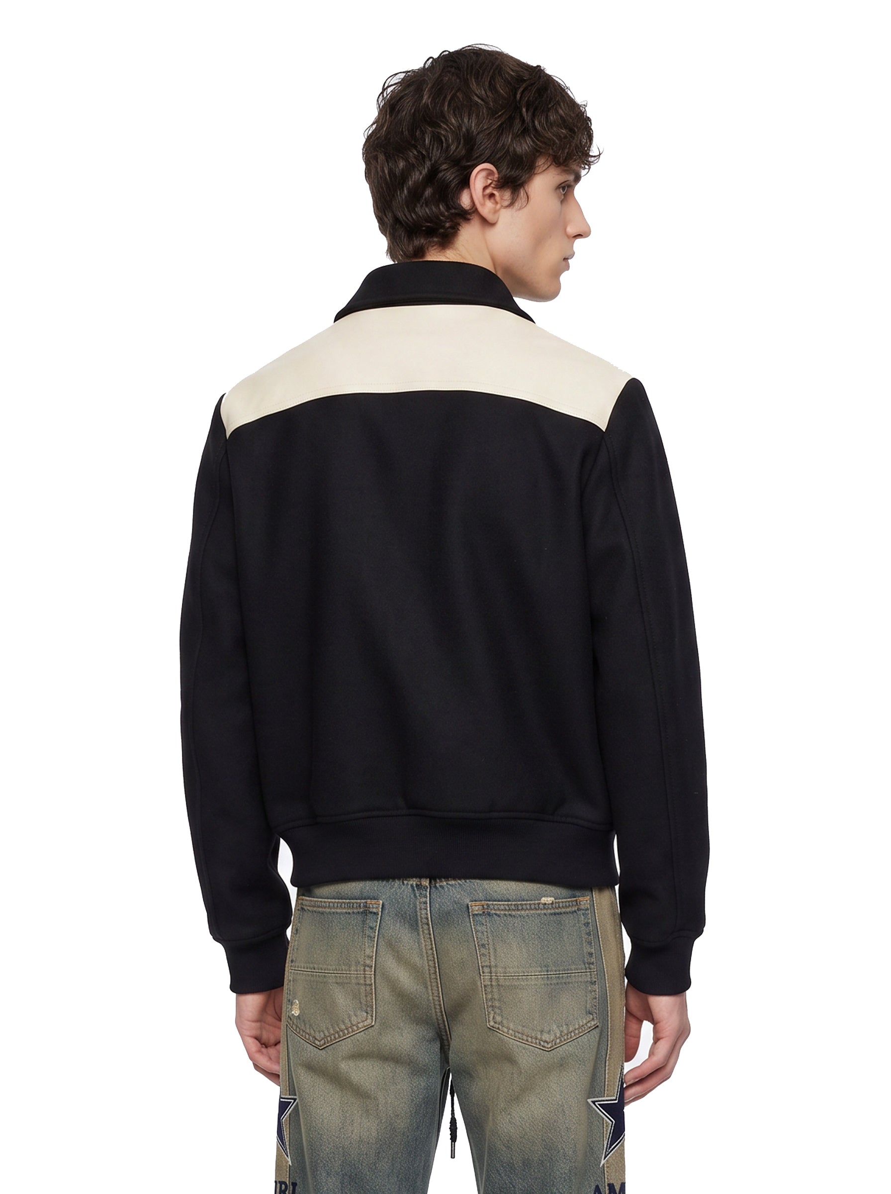 Giacca Varsity con ricamo in nero 