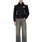 Giacca Varsity con ricamo in nero 