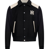 Giacca Varsity con ricamo in nero 