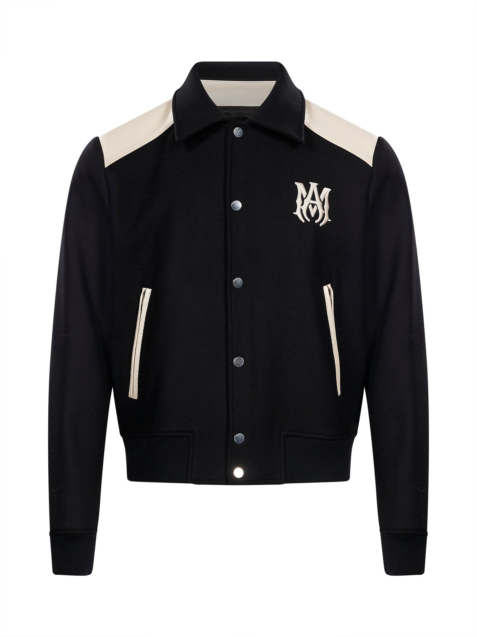 Giacca Varsity con ricamo in nero 