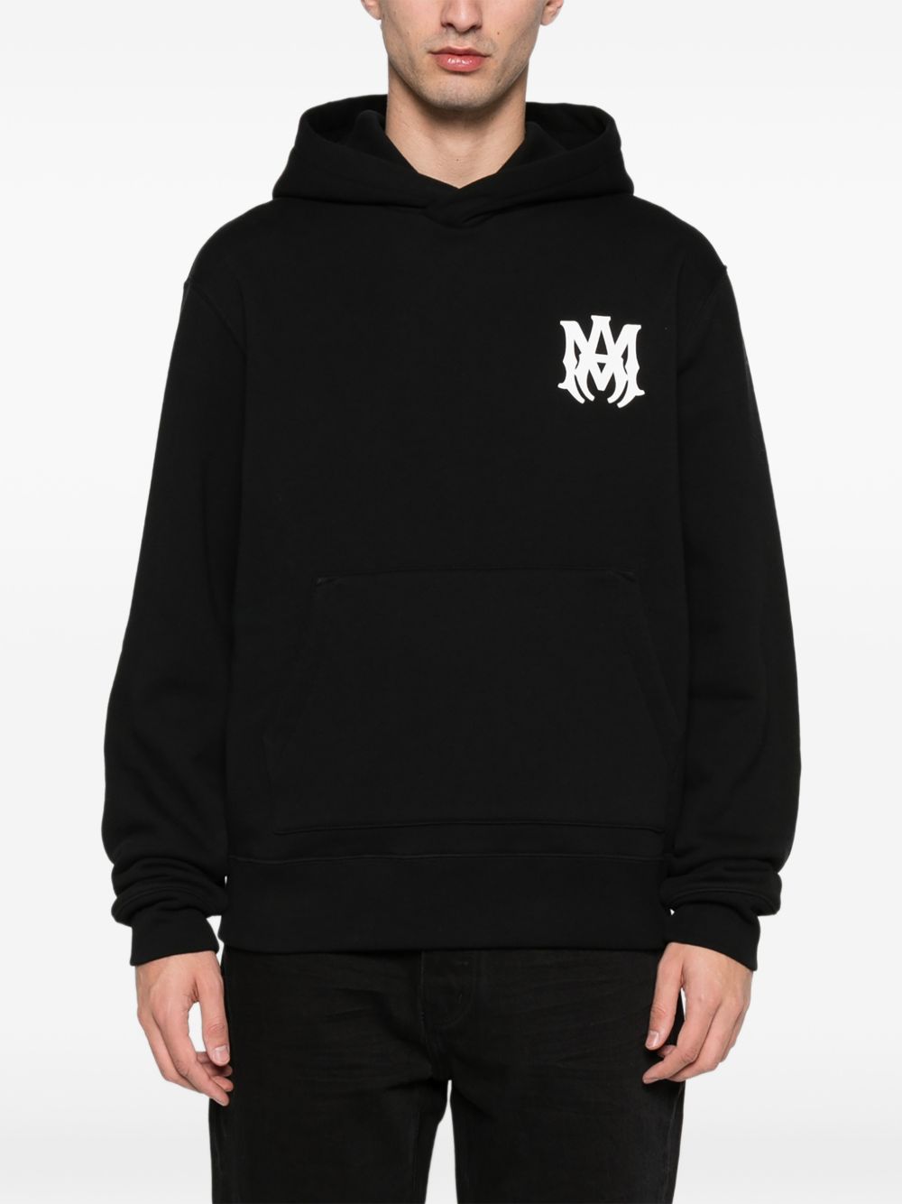 Felpa con cappuccio e ricamo con logo in nero 