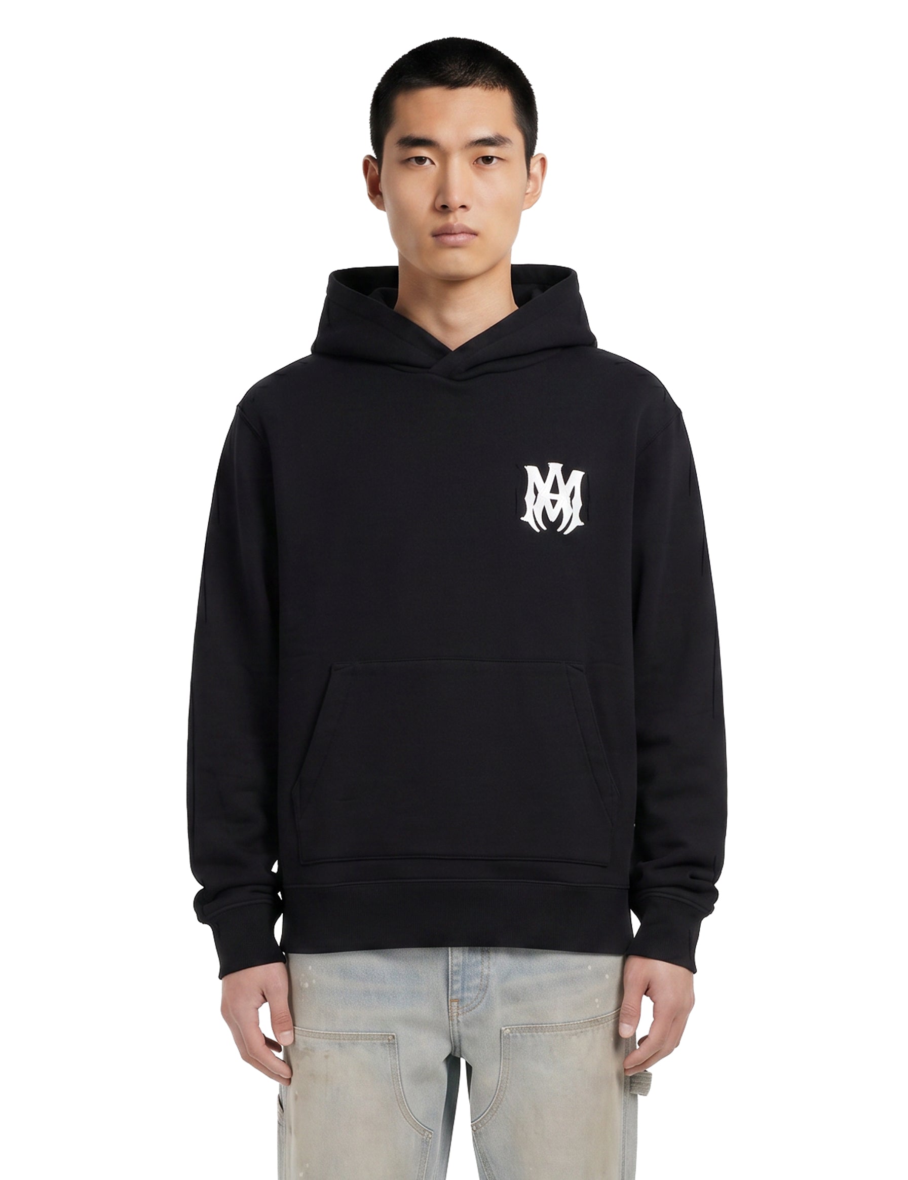 Felpa con cappuccio e ricamo con logo in nero 