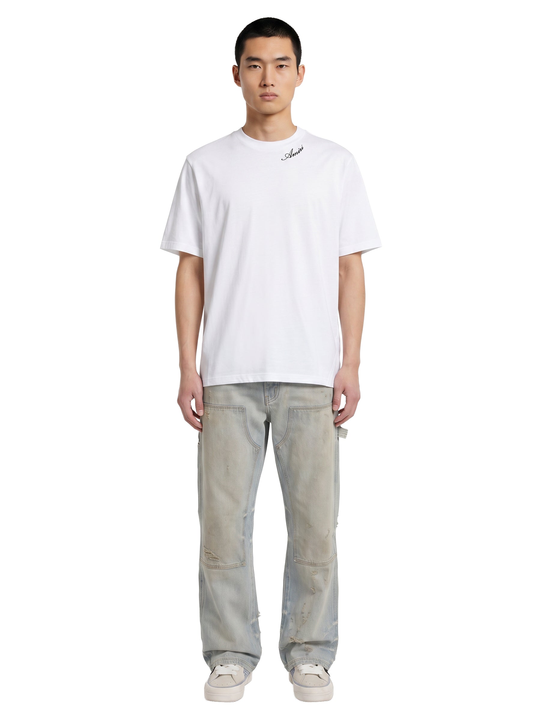 T-shirt a maniche corte con logo  in bianco 