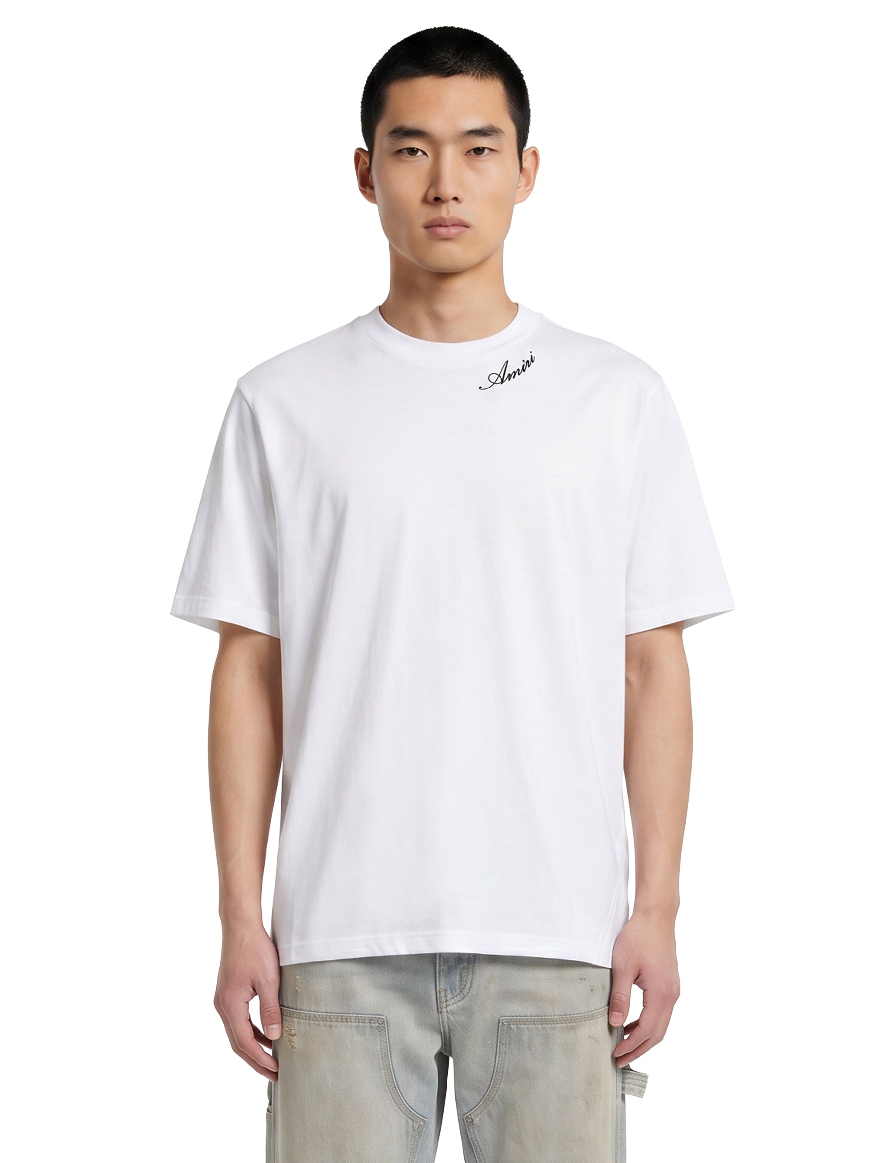 T-shirt a maniche corte con logo  in bianco 