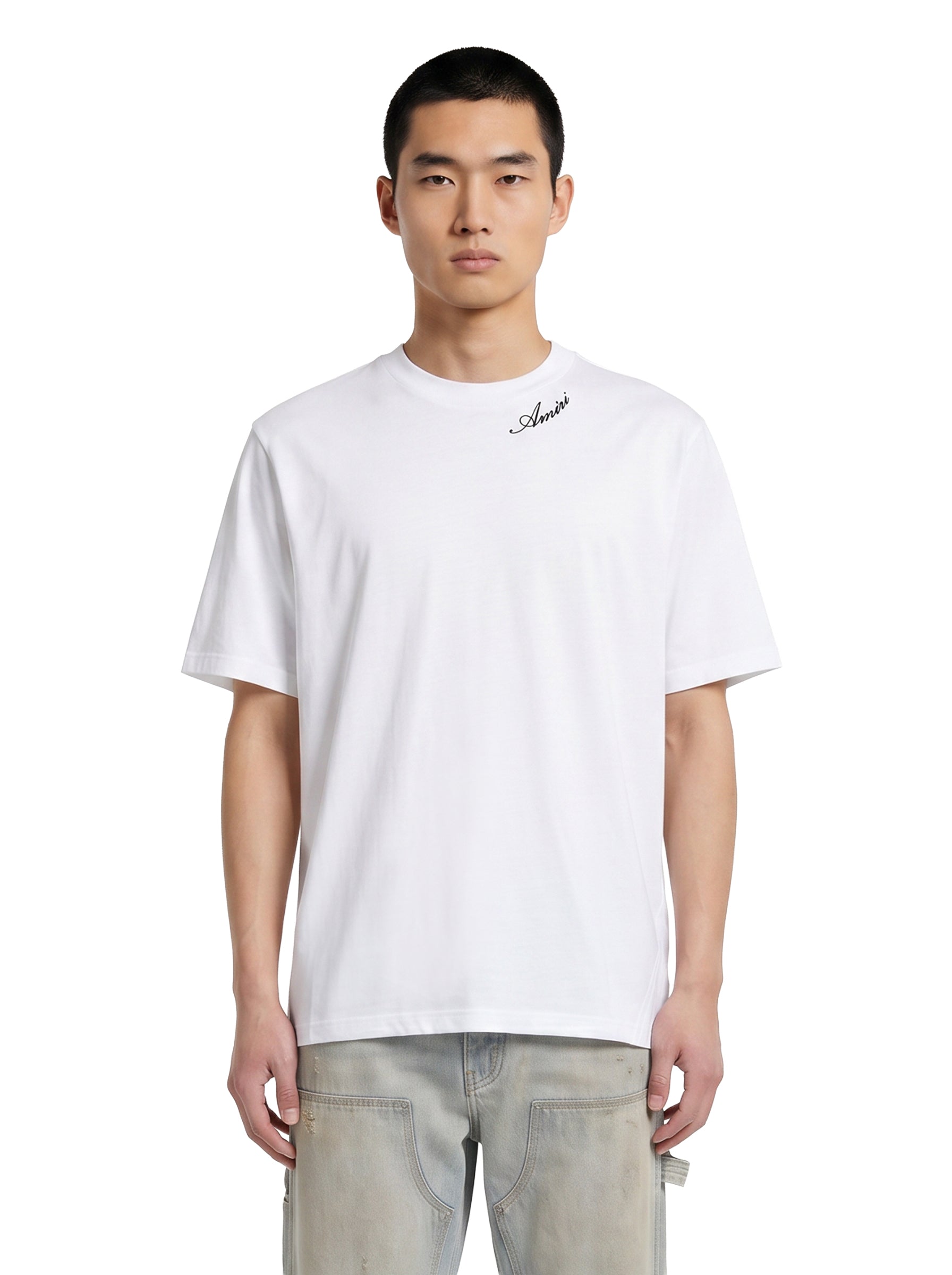 T-shirt a maniche corte con logo  in bianco 