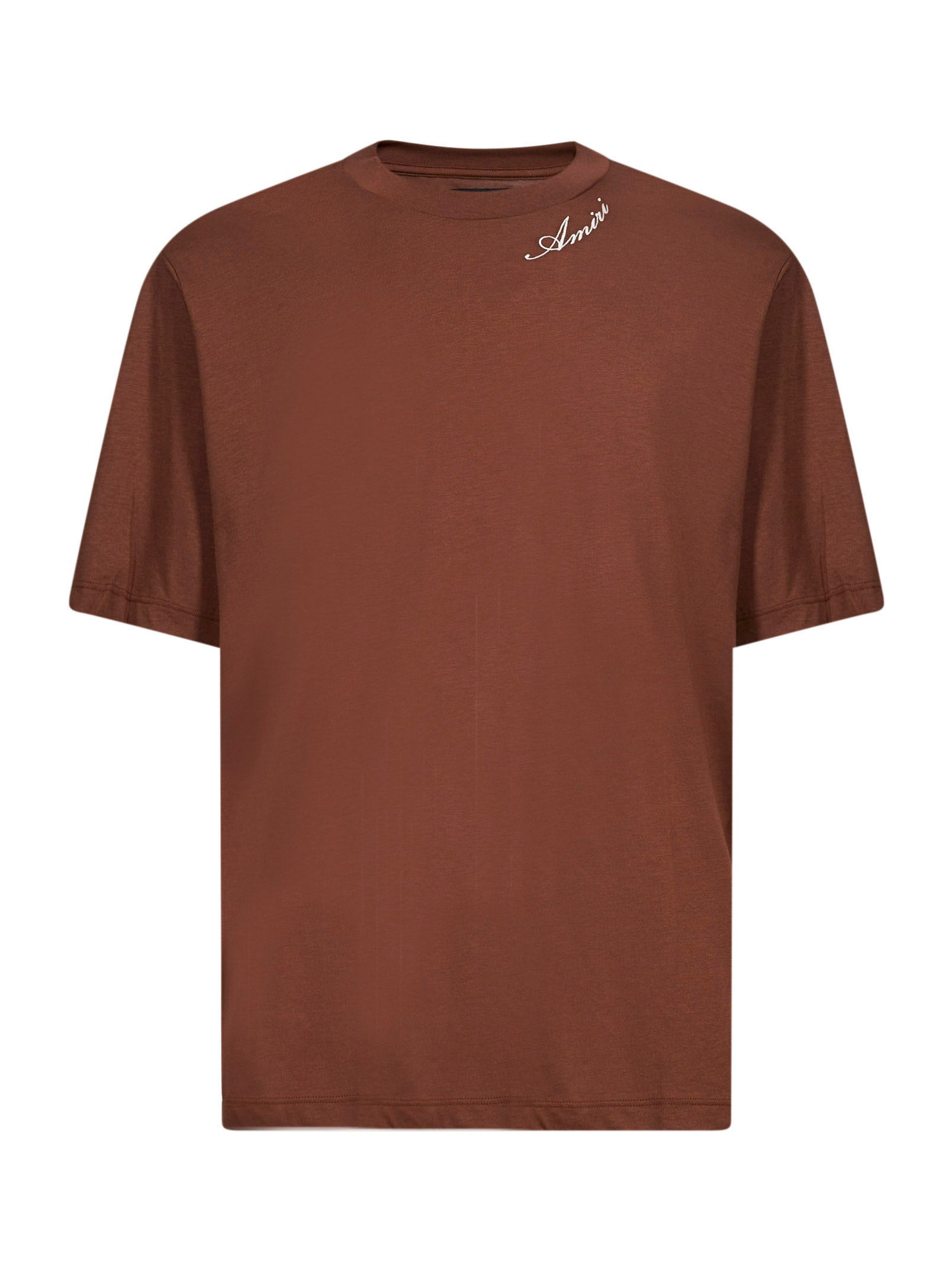 T-shirt a maniche corte con logo  in marrone 