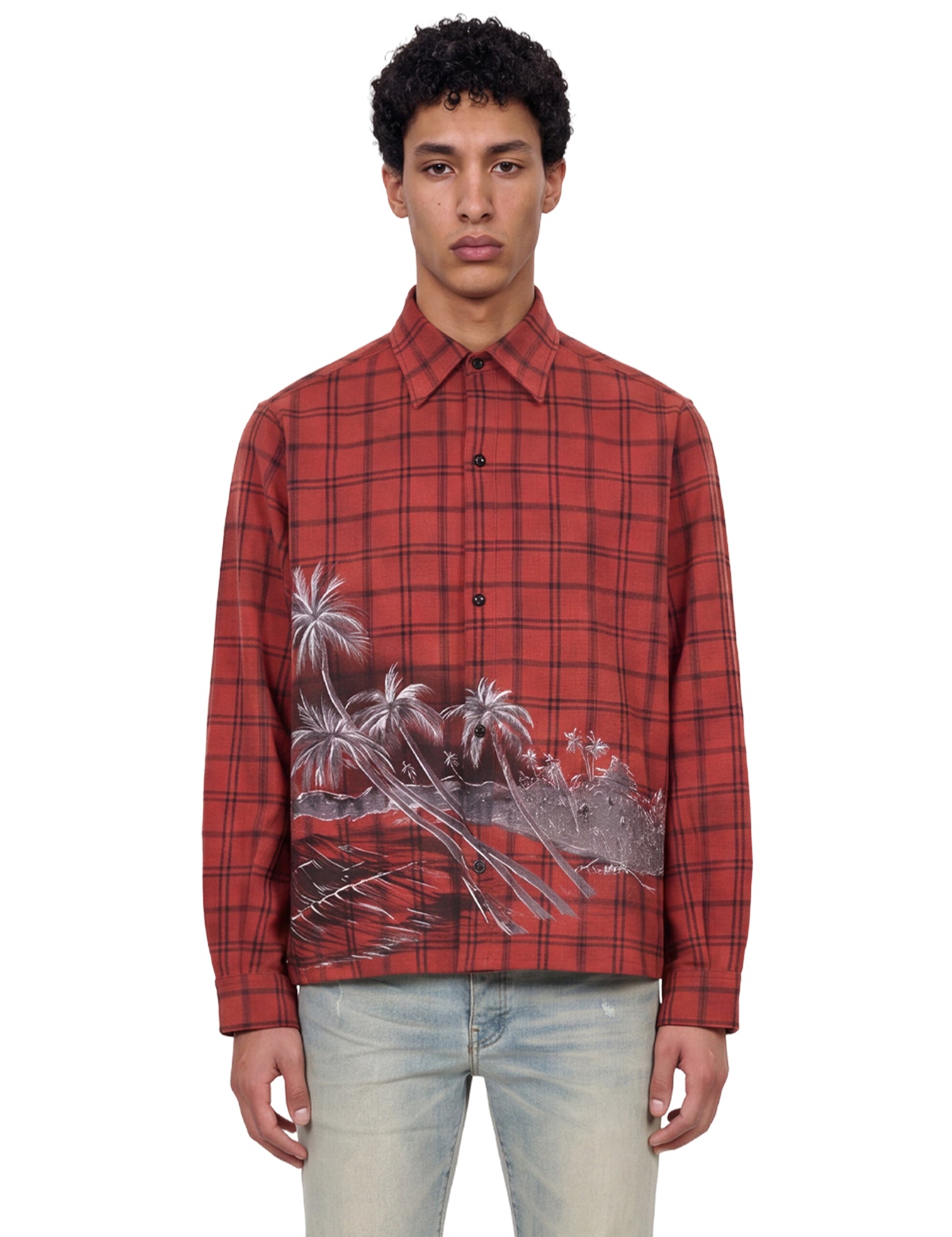 Camicia di flanella Palms in arancione 