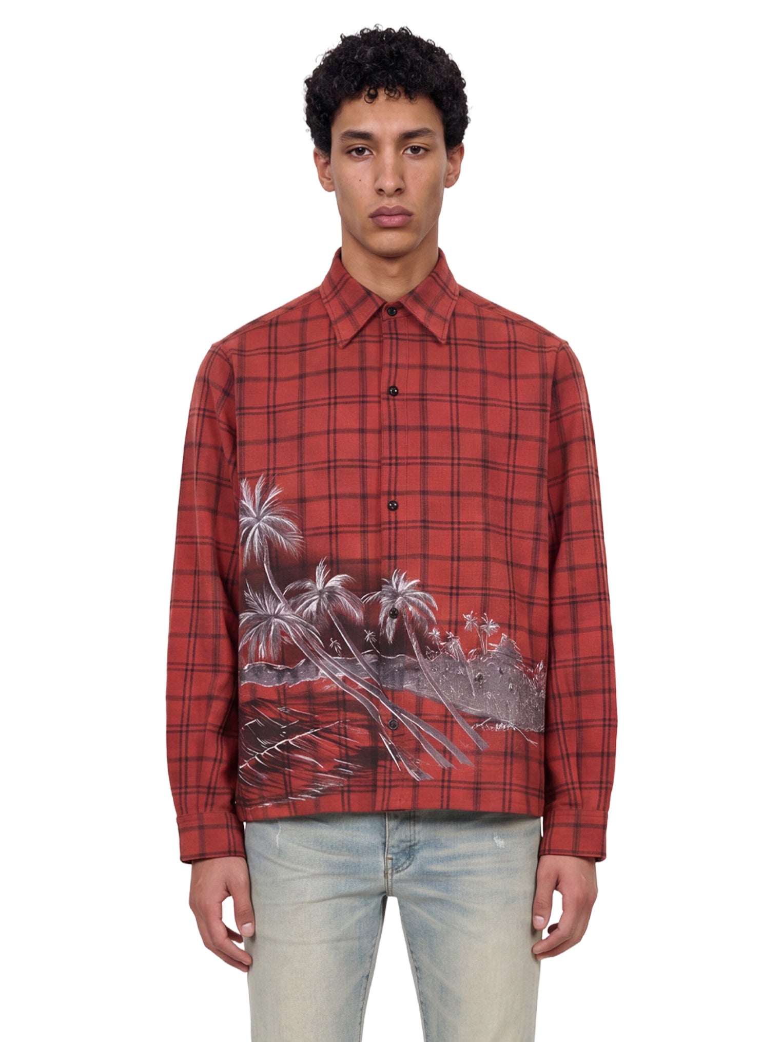 Camicia di flanella Palms in arancione 