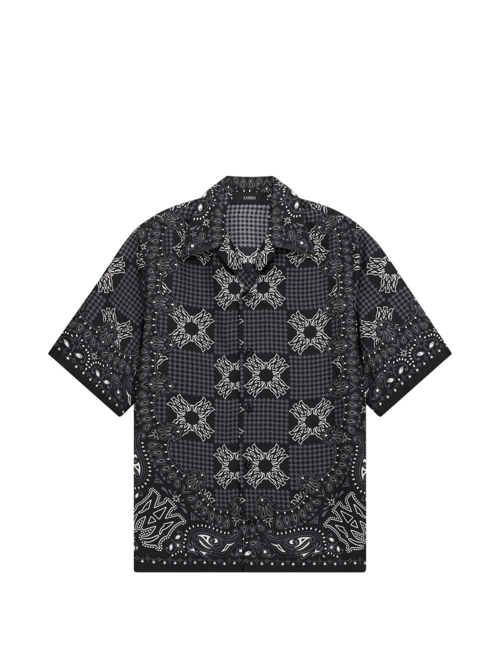 Camicia a maniche corte con stampa bandana in nero 