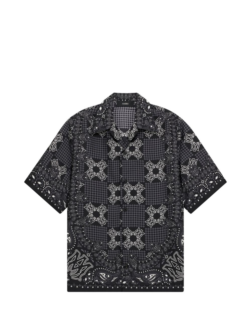Camicia a maniche corte con stampa bandana in nero 