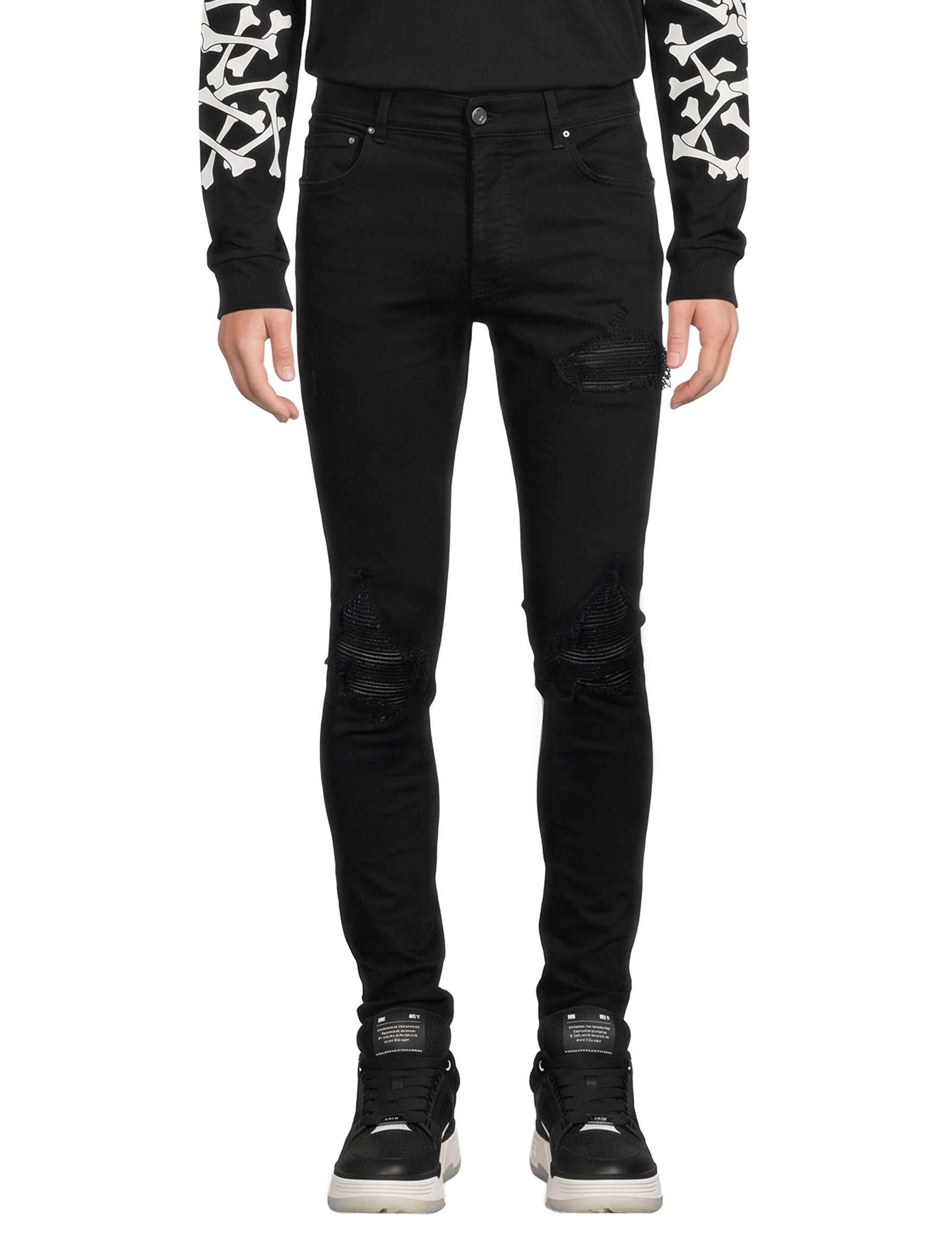 Jeans MX1 con strappi in nero 
