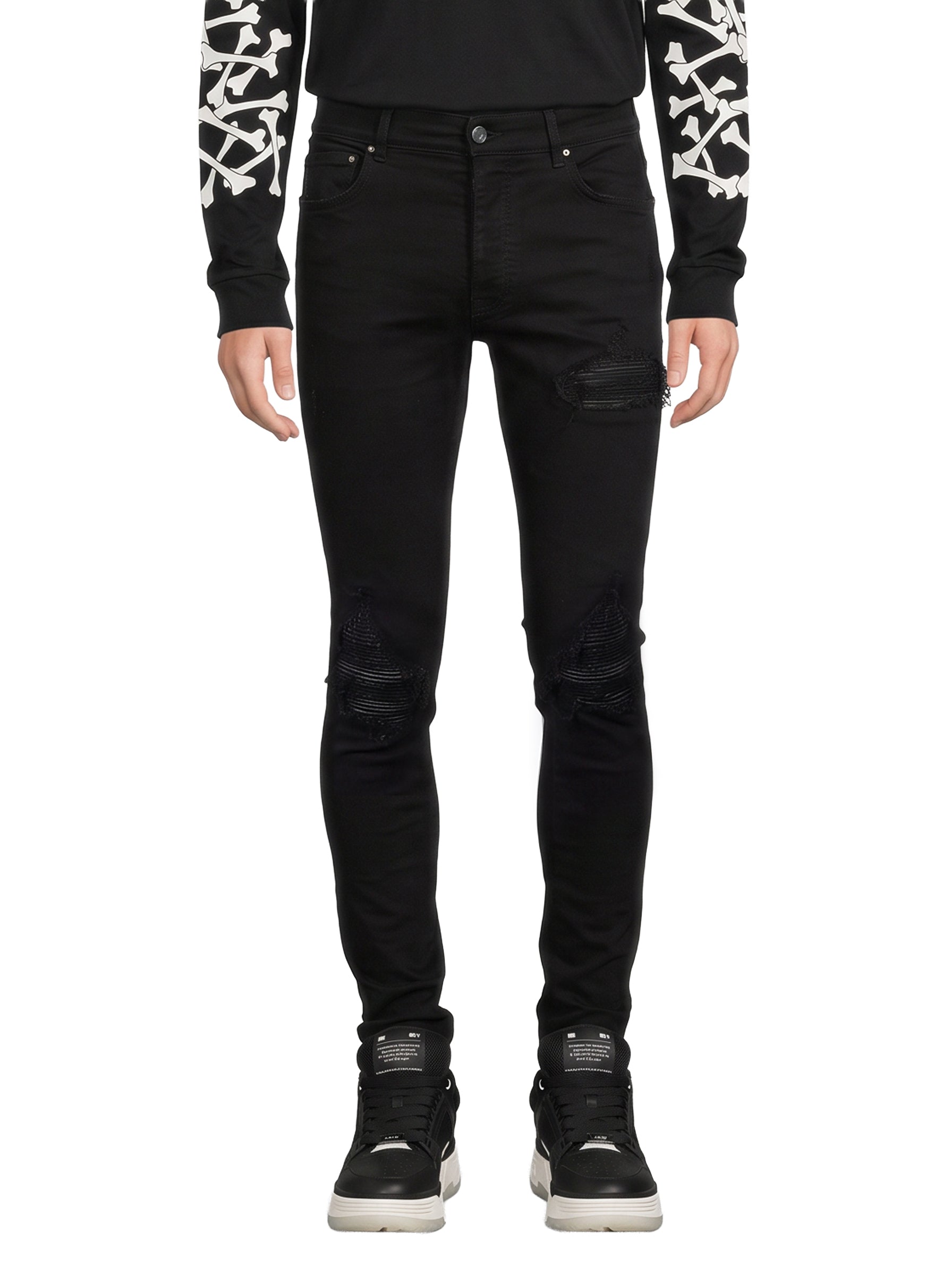 Jeans MX1 con strappi in nero 