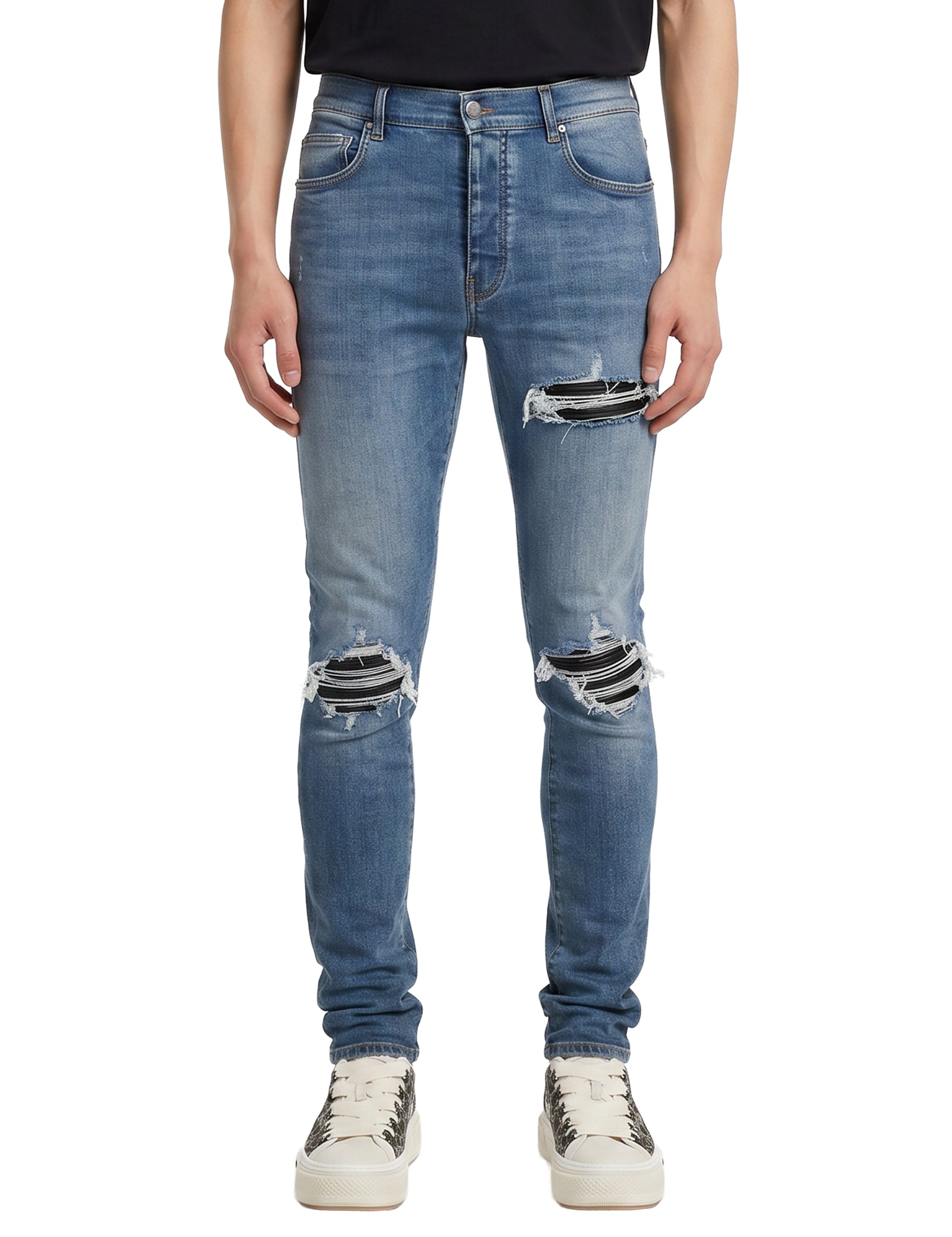 Jeans con strappi in blu 
