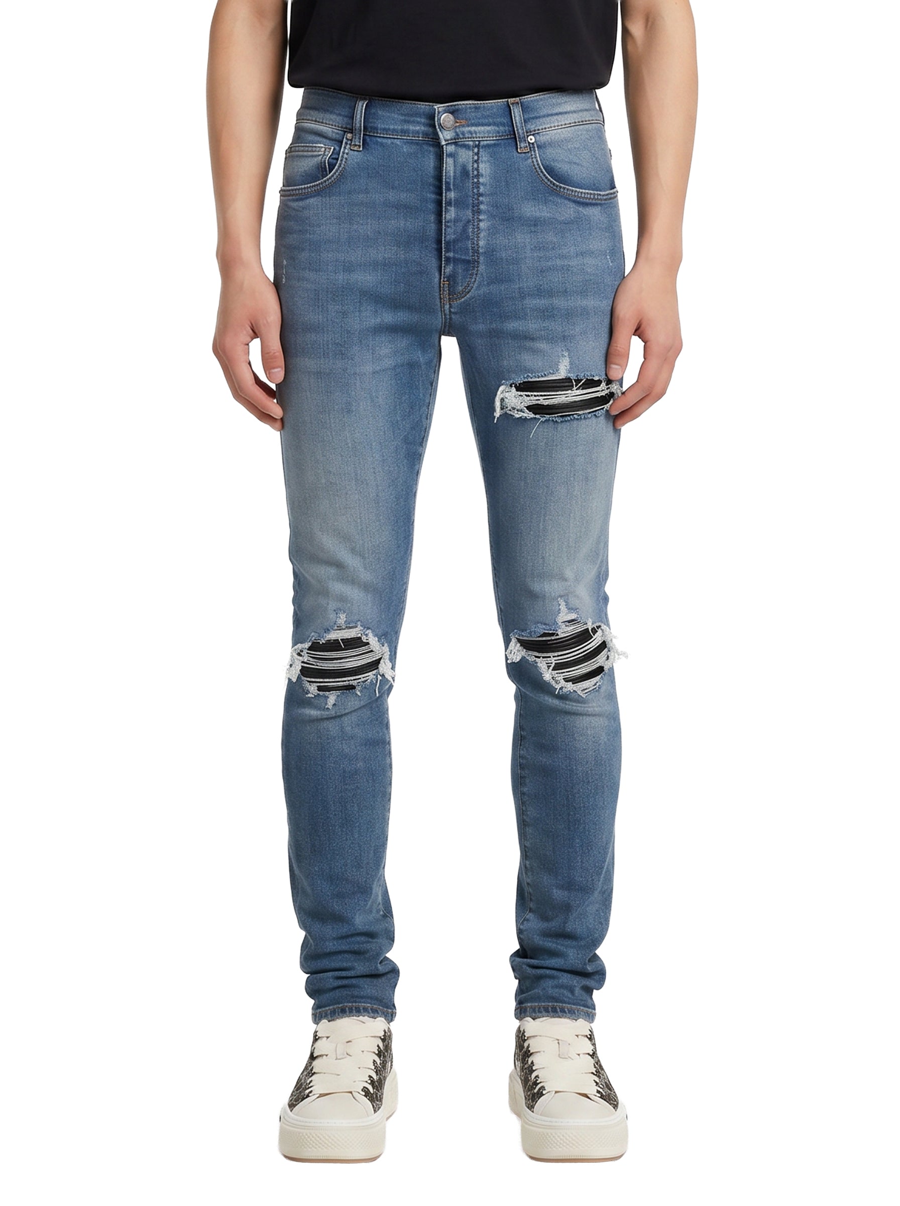 Jeans con strappi in blu 