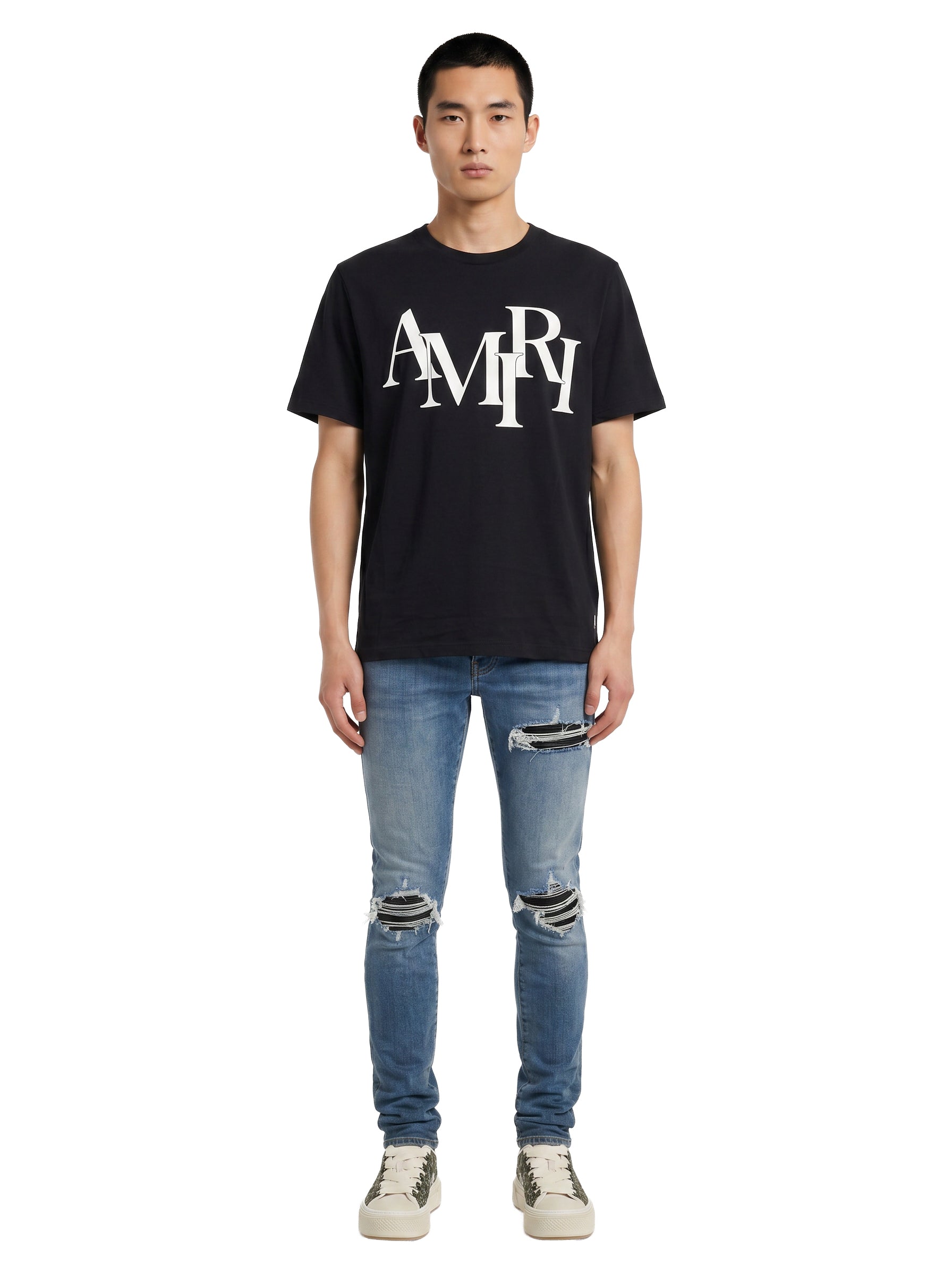 Jeans con strappi in blu 