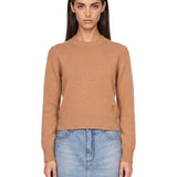 Maglione girocollo con ricamo a cuore in marrone 