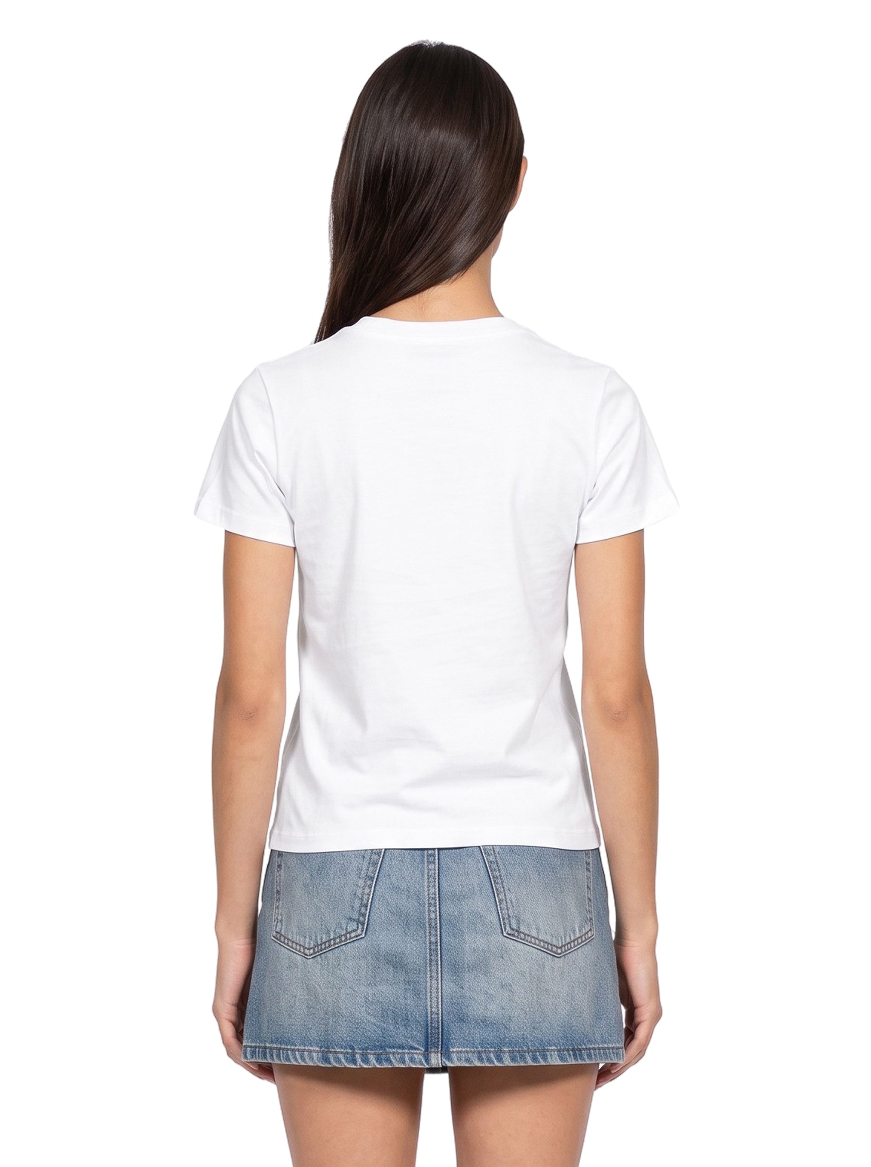 T-shirt con ricamo a cuore in bianco 
