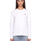 T-shirt a manica lunga con ricamo in bianco 