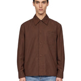 Giacca camicia imbottita in marrone 