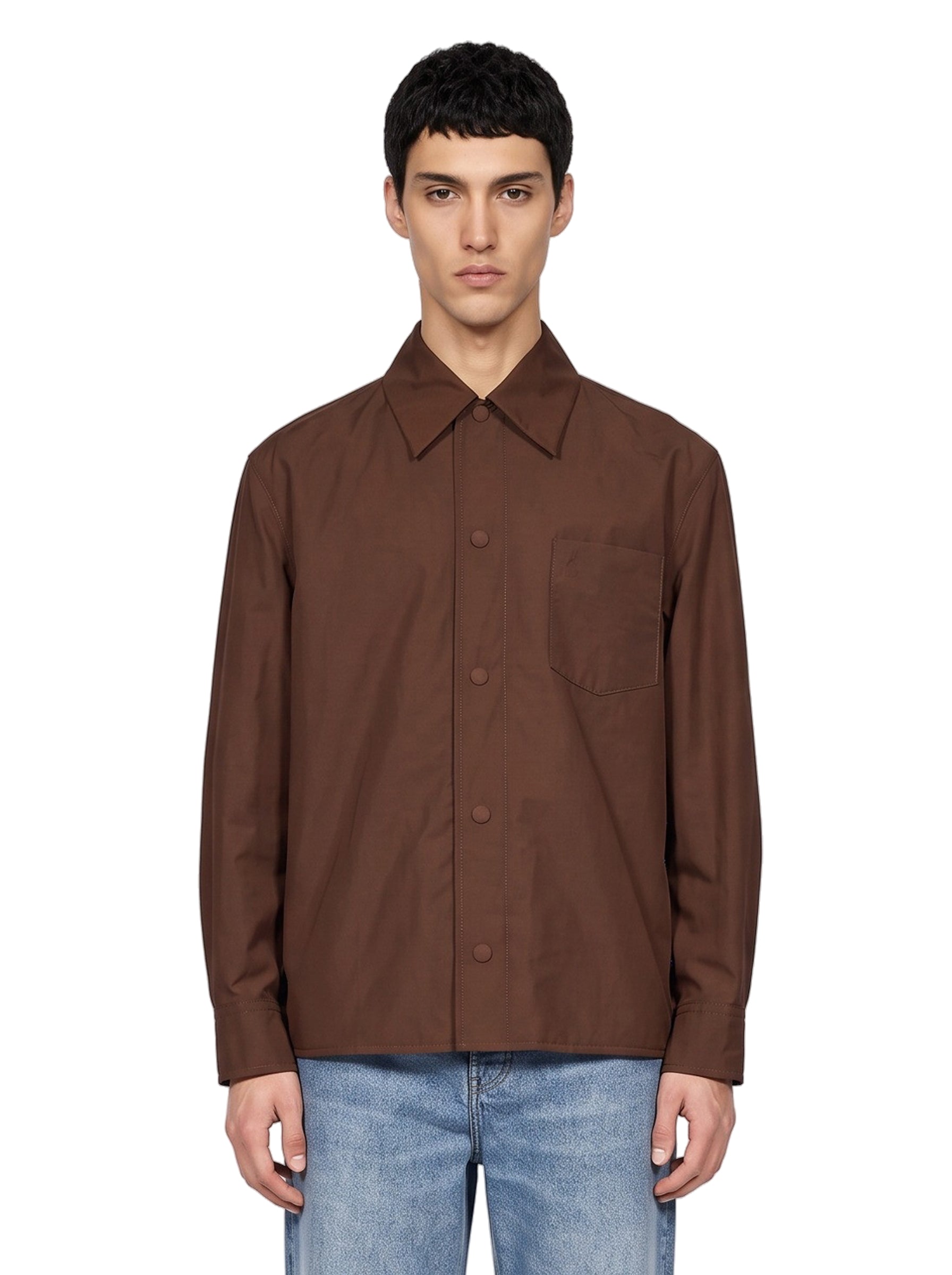 Giacca camicia imbottita in marrone 