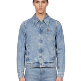 Giacca con zip in denim blu 