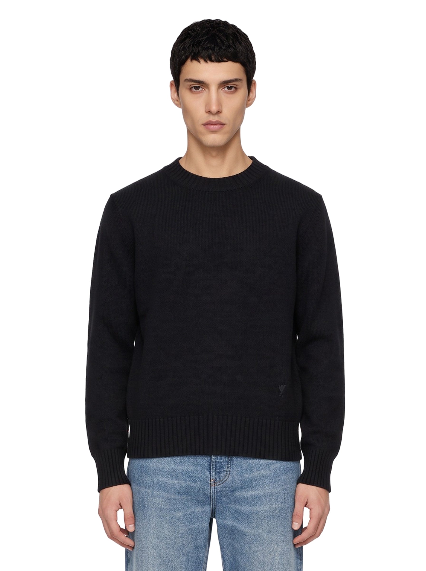 Maglione girocollo in cashmere nero 