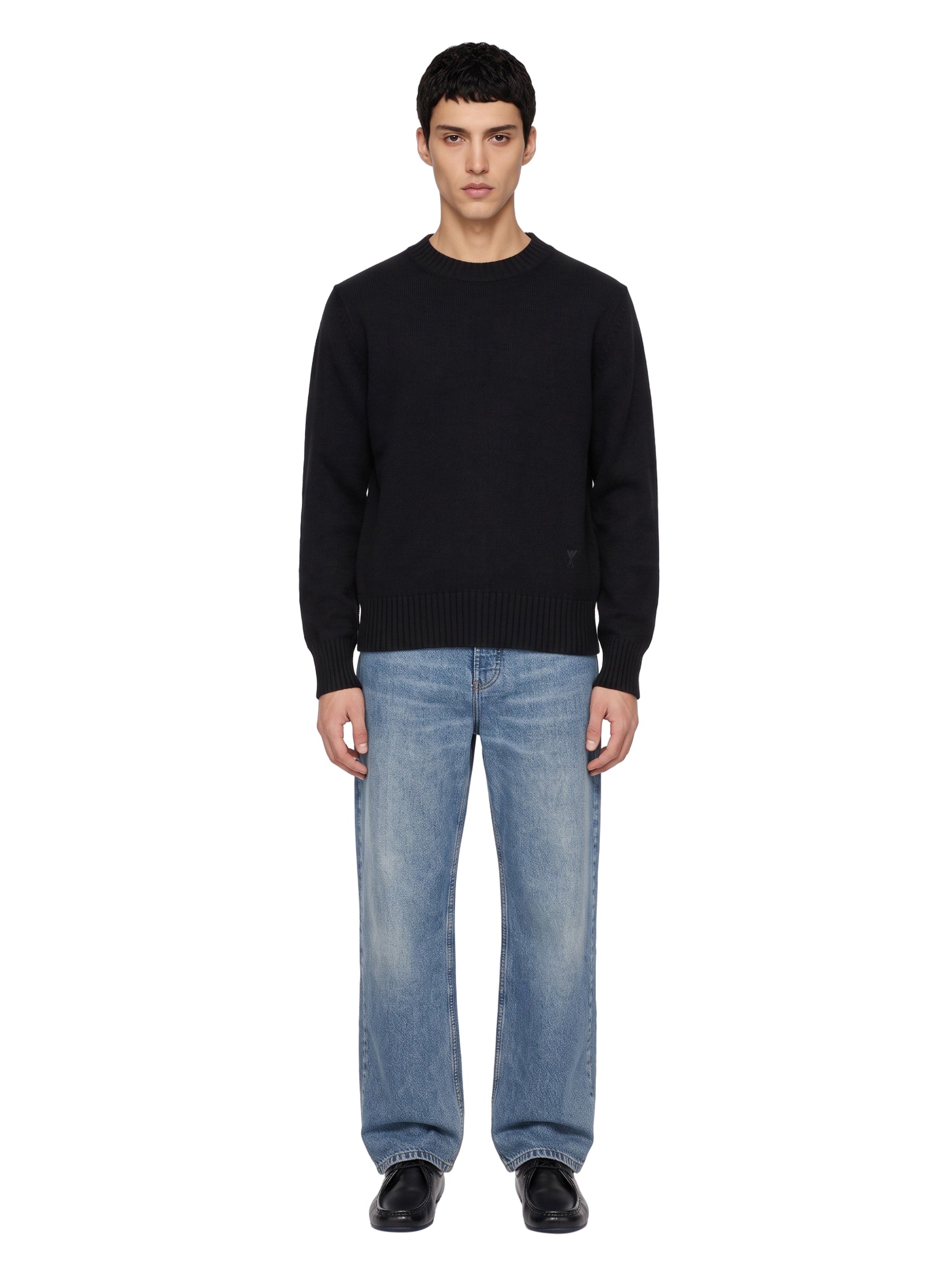 Maglione girocollo in cashmere nero 