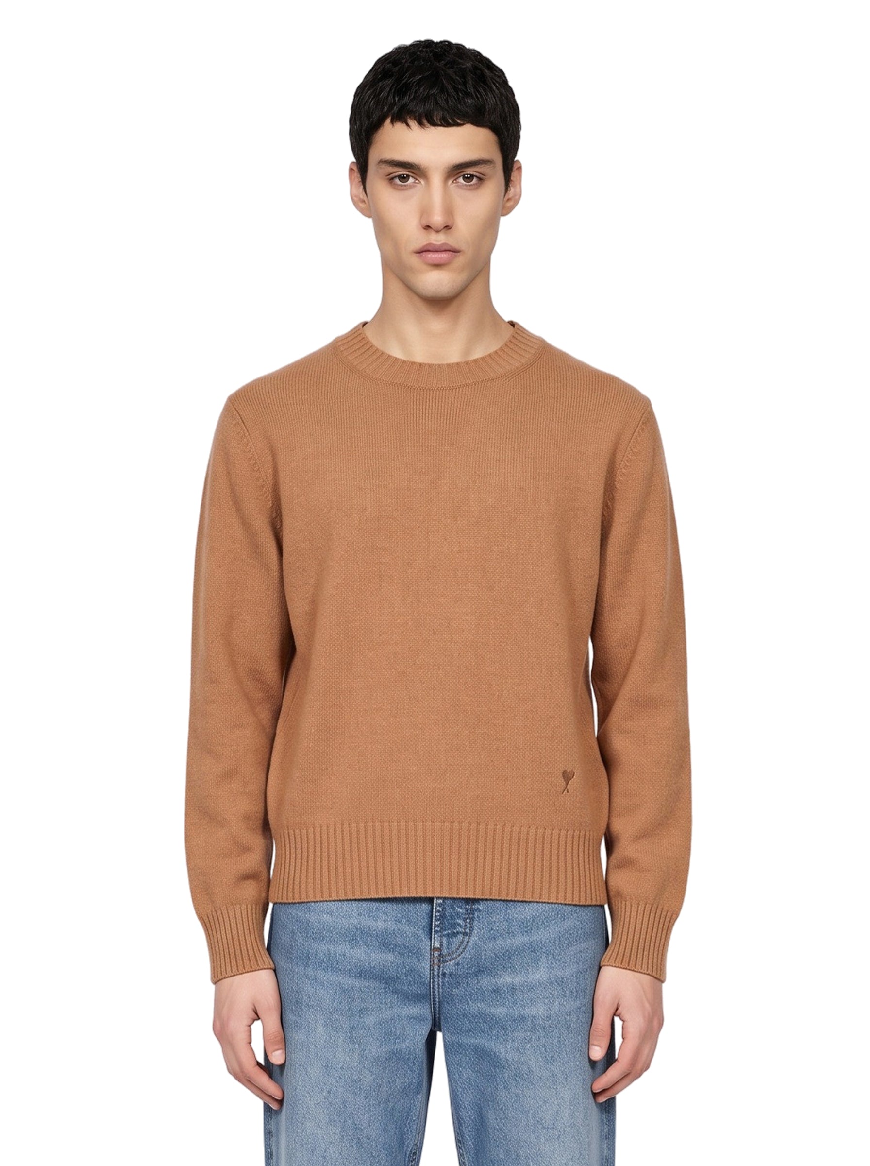 Maglione girocollo in cashmere beige 
