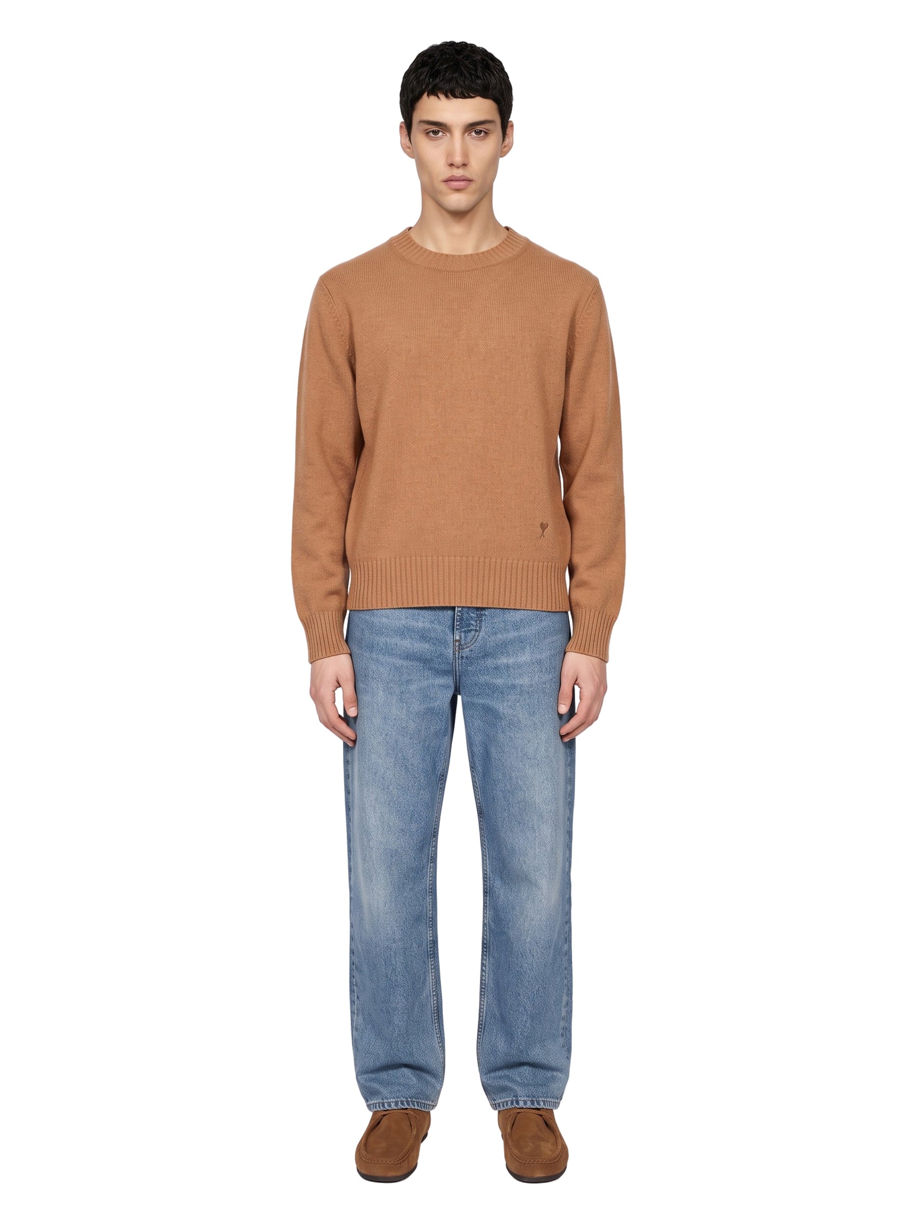 Maglione girocollo in cashmere beige 