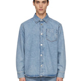 Giacca camicia in cotone blu 