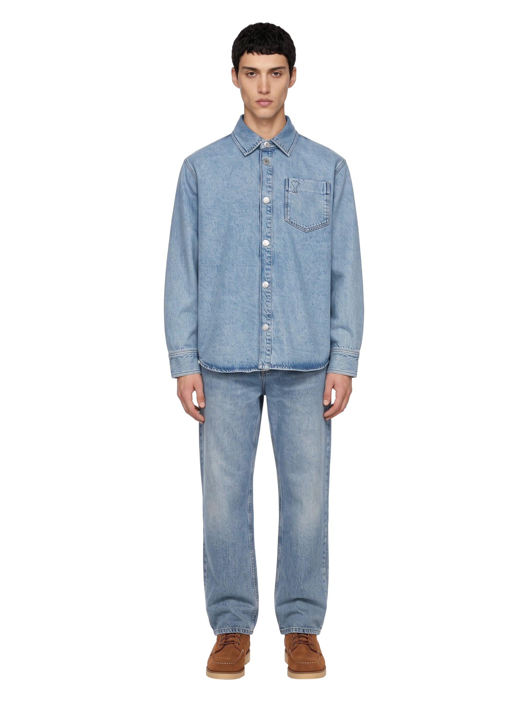 Giacca camicia in cotone blu 