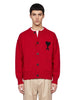 Cardigan girocollo in lana rosso