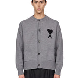 Cardigan girocollo in grigio 