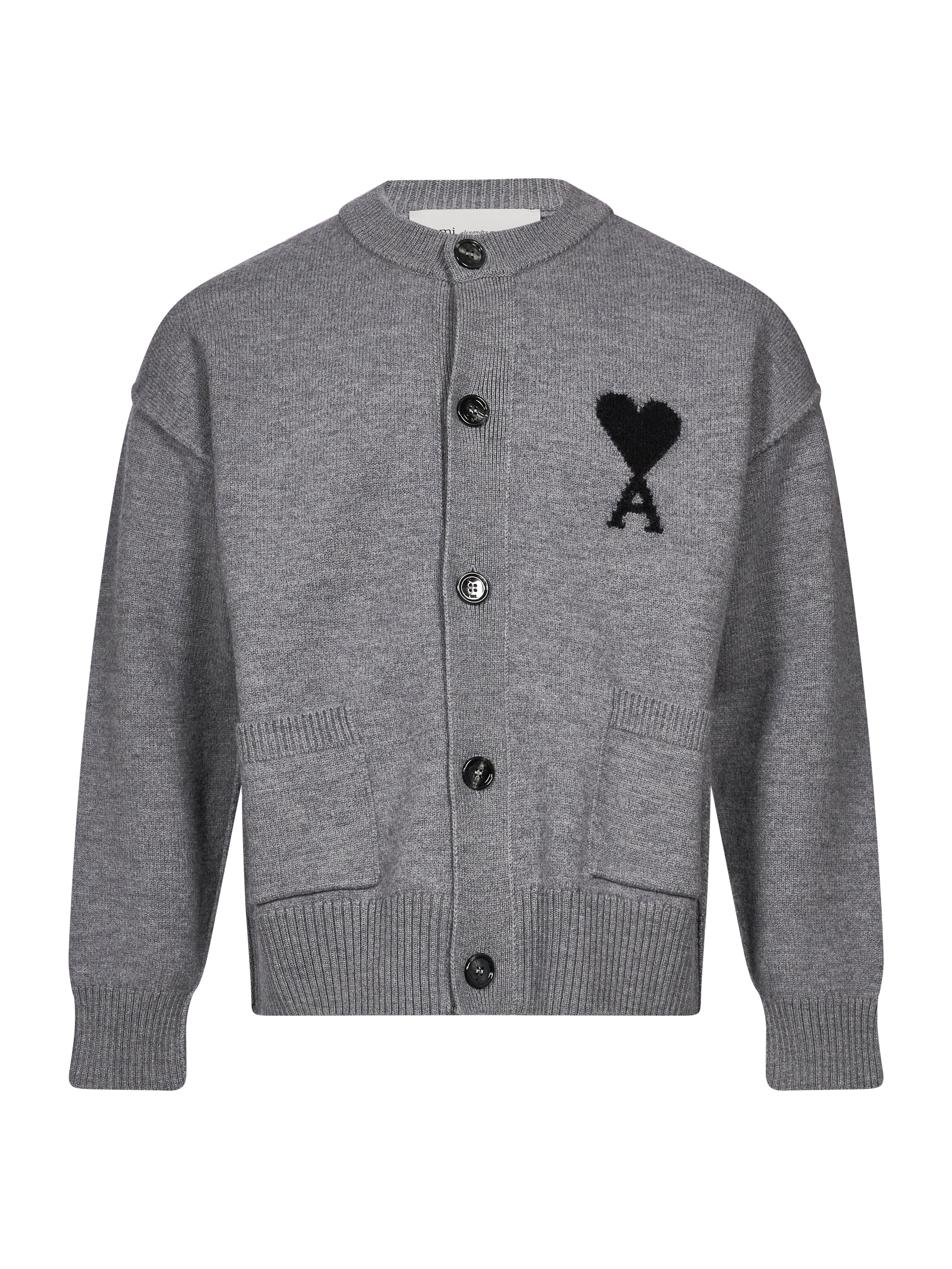 Cardigan girocollo in grigio 