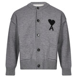Cardigan girocollo in grigio 