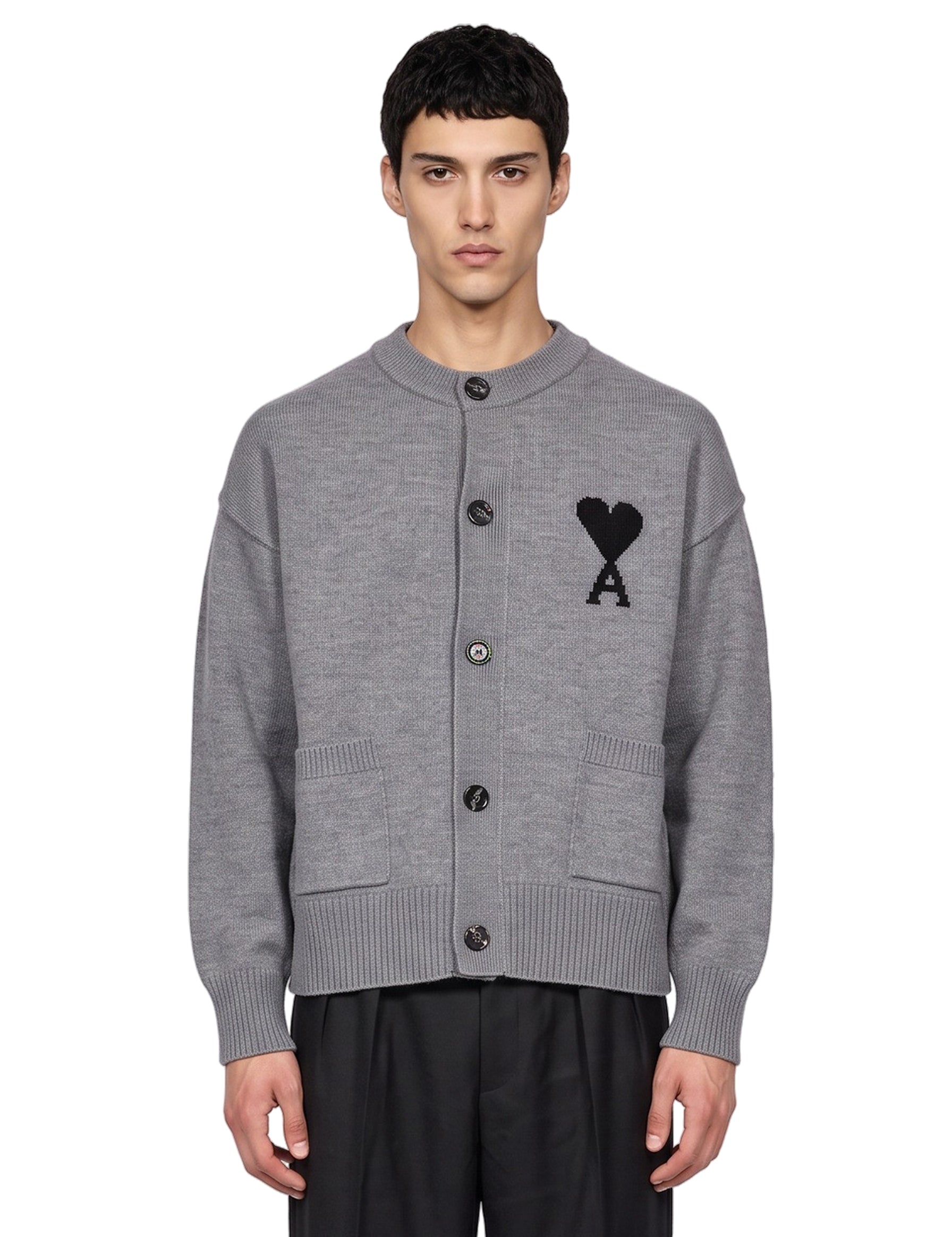 Cardigan girocollo in grigio 