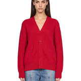 Cardigan a trecce in rosso 
