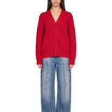 Cardigan a trecce in rosso 