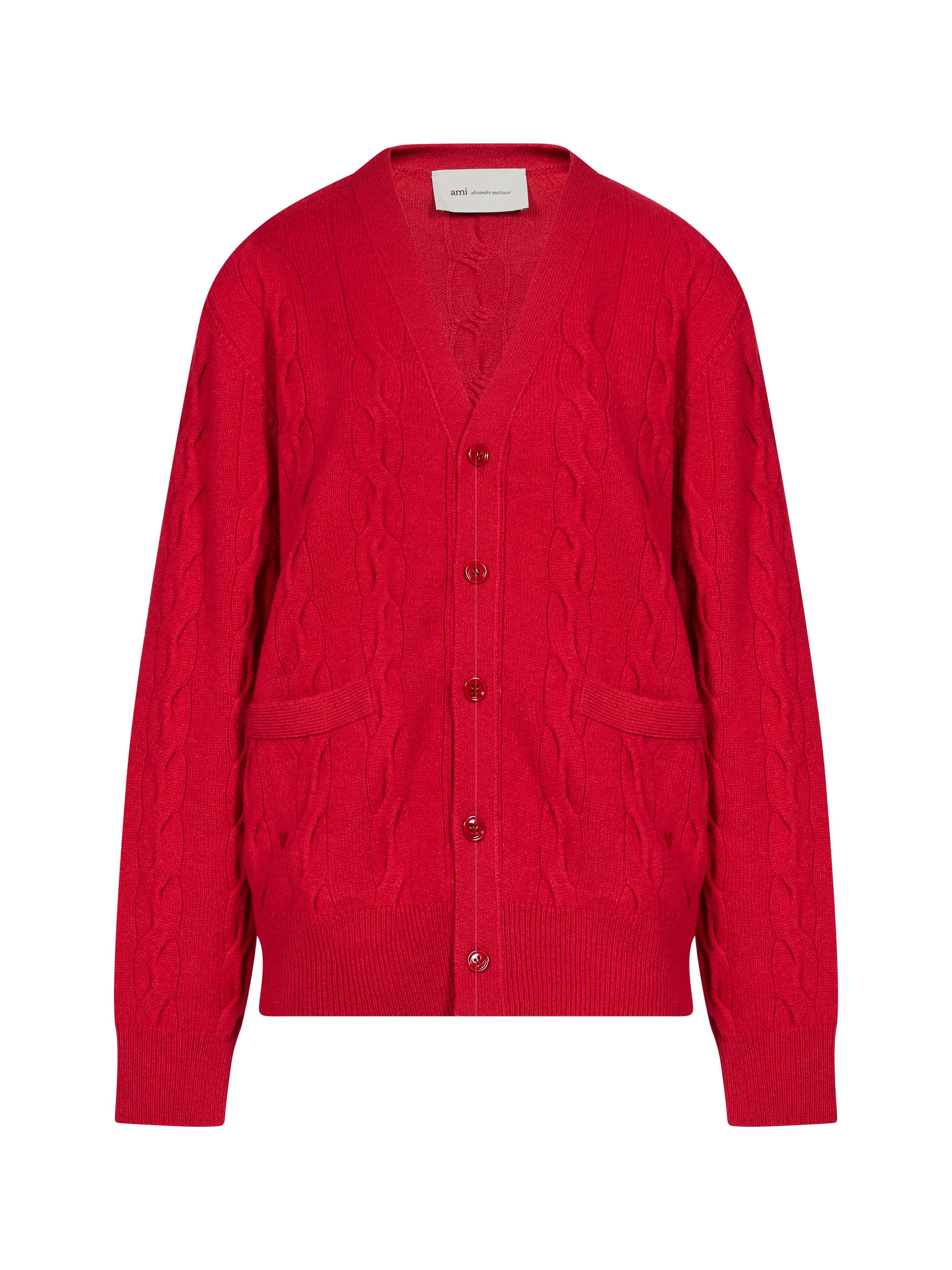 Cardigan a trecce in rosso 