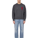 Maglione girocollo in lana grigio 