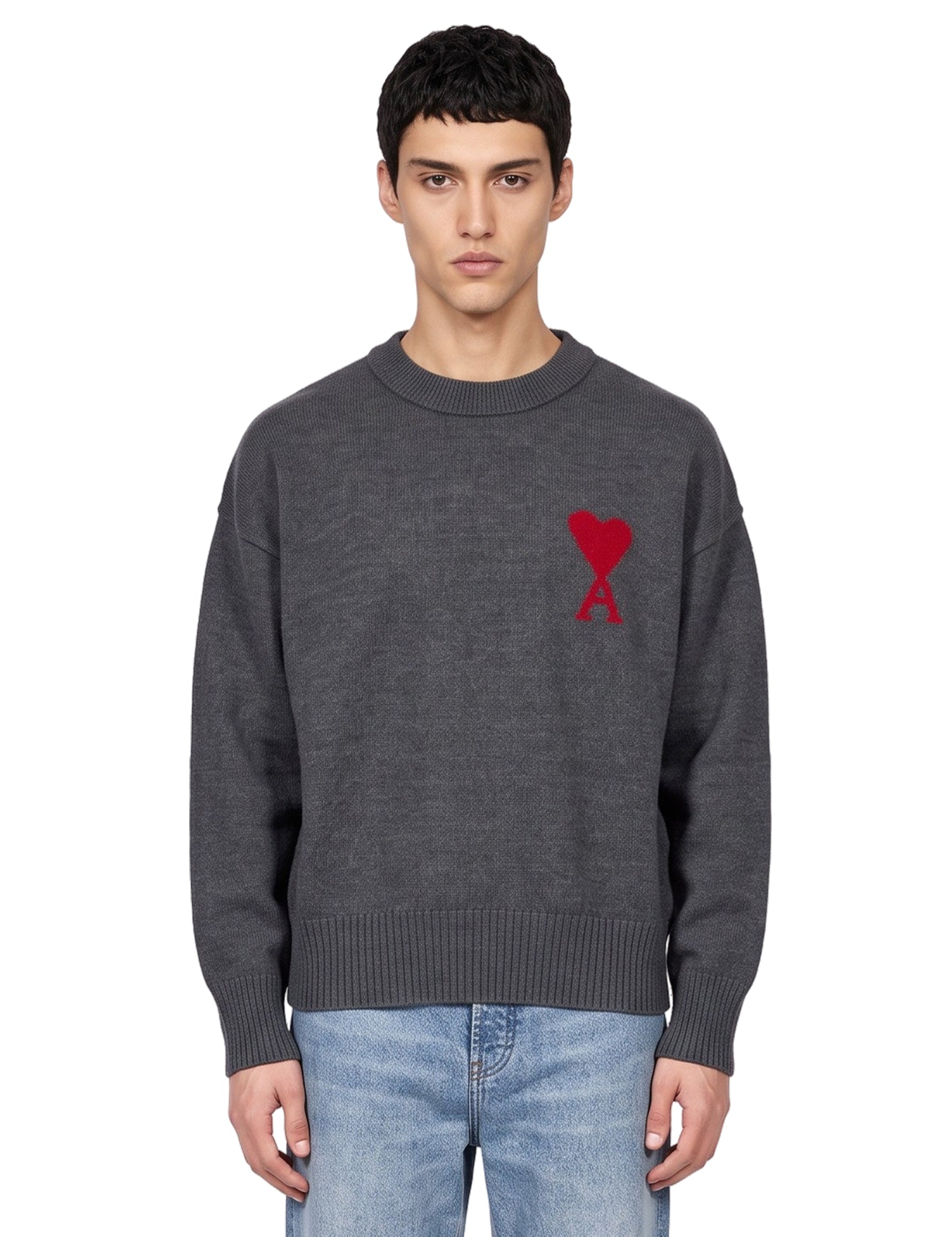 Maglione girocollo in grigio 
