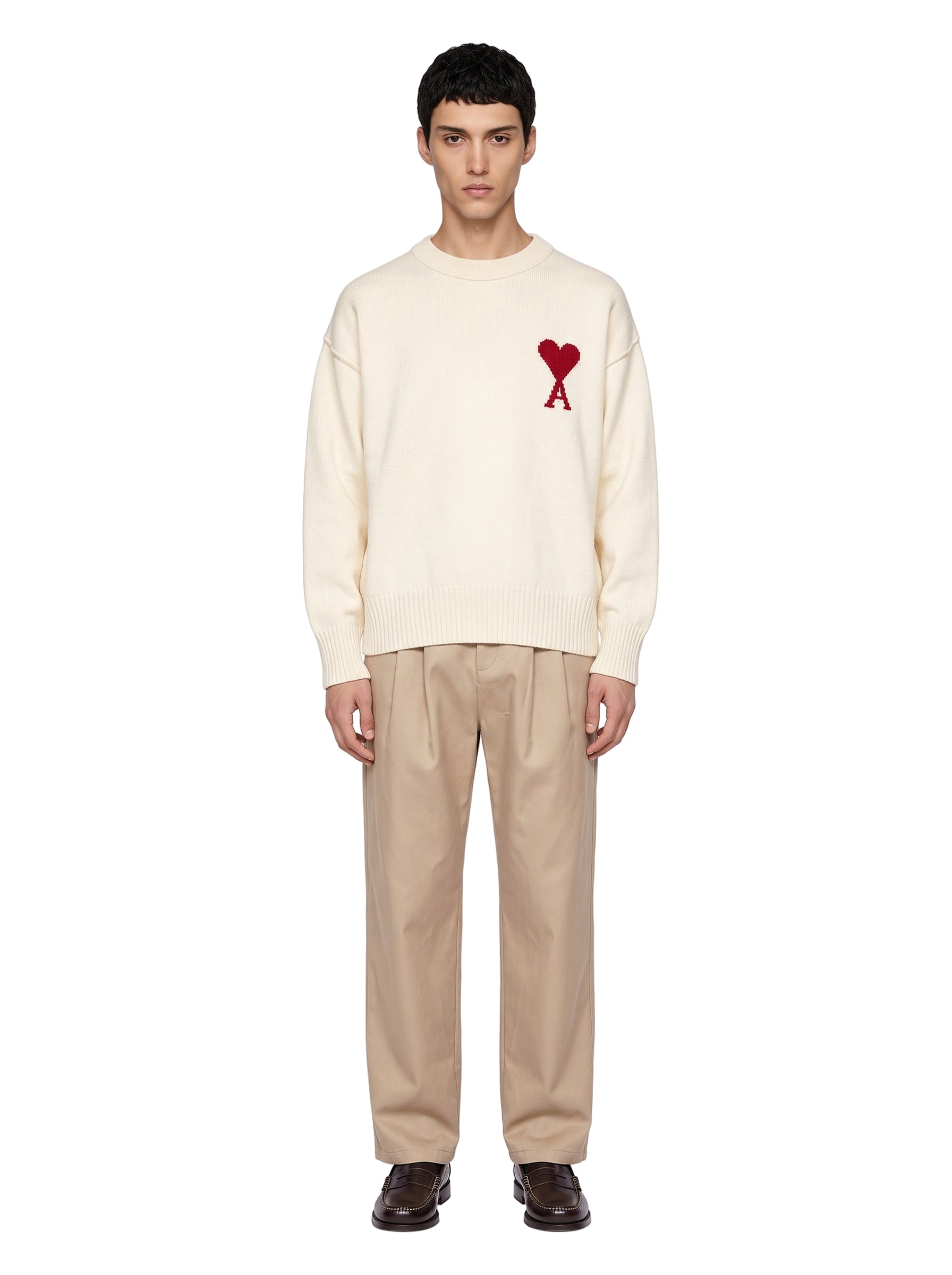 Maglione girocollo in avorio 