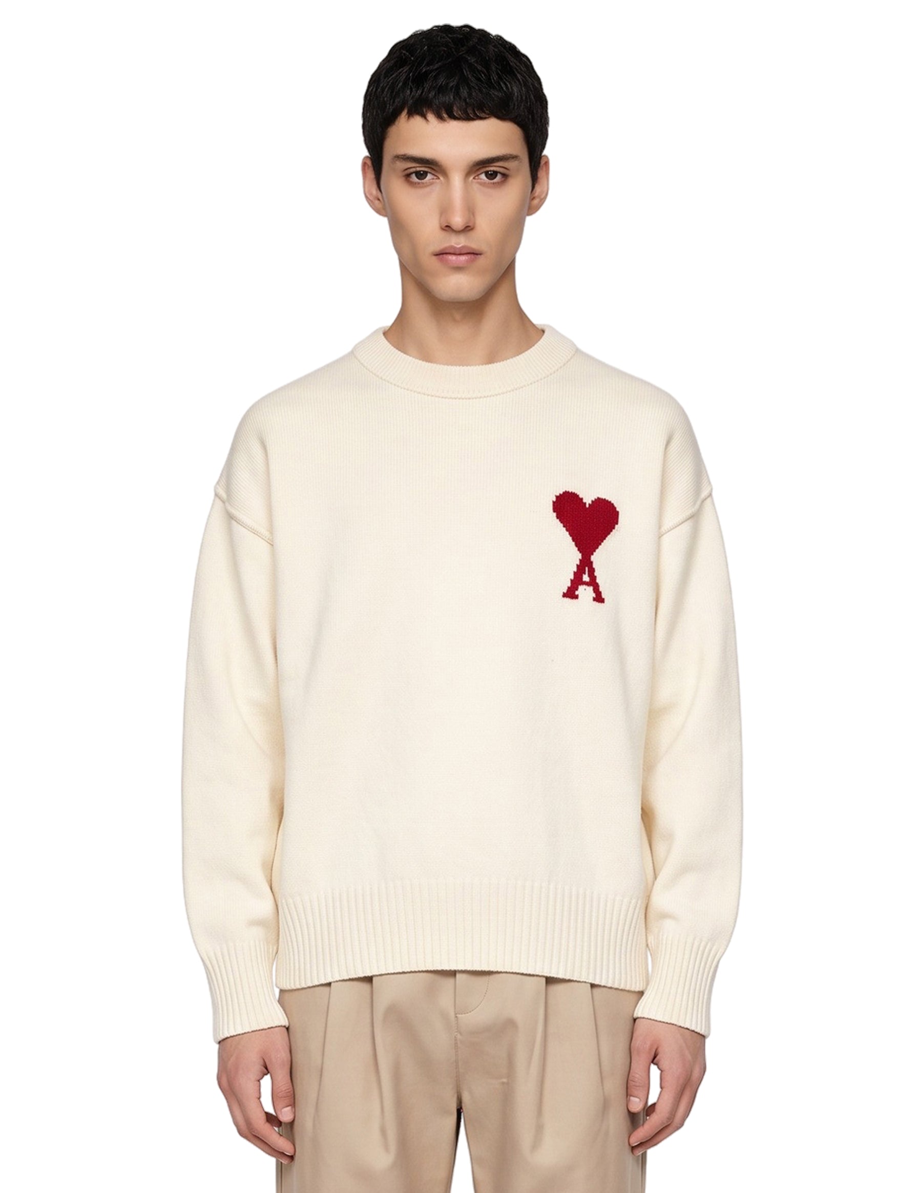 Maglione girocollo in avorio 