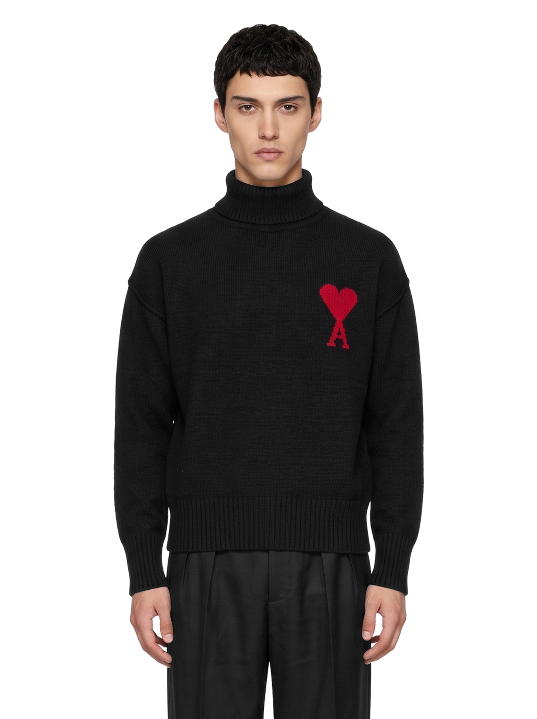 Maglione collo alto Ami de Coeur in nero 