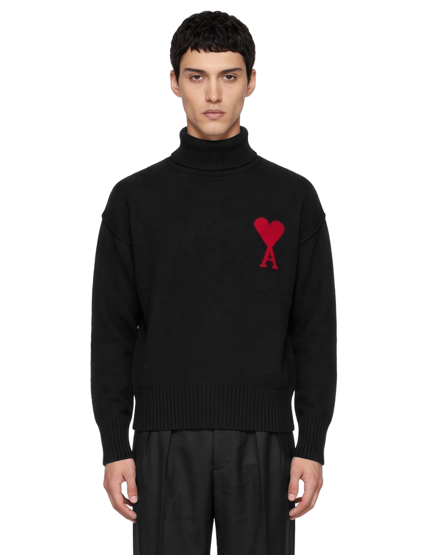 Maglione collo alto Ami de Coeur in nero 