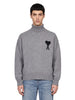Maglione collo alto in lana grigio